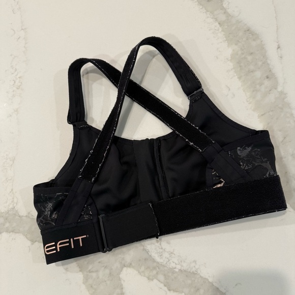 Shefit Flex FrontZip SportsBra Womens Small Black/Silver Marble Print Adjustable - Picture 3 of 7